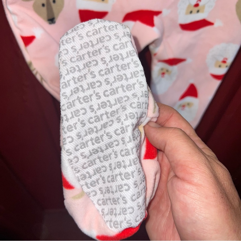 Girls Carter’s size 4T zip up Footed Pajamas Holliday Santa 🦌! Like new! - Picture 9 of 11